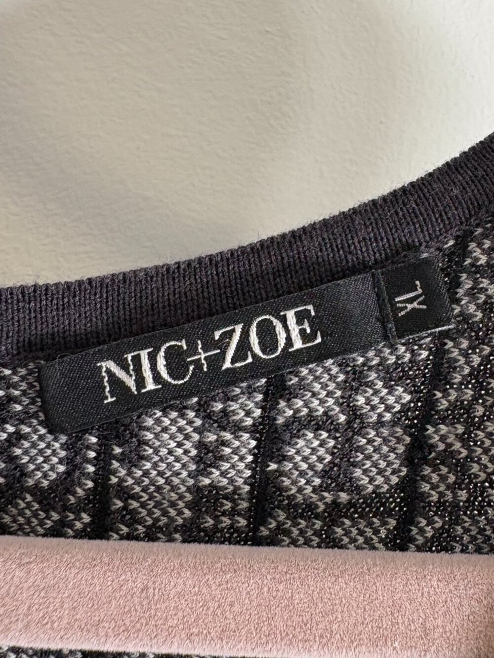 NIC+ZOE Black & White Textured Knit Fit & Flare Dress - Picture 4 of 4